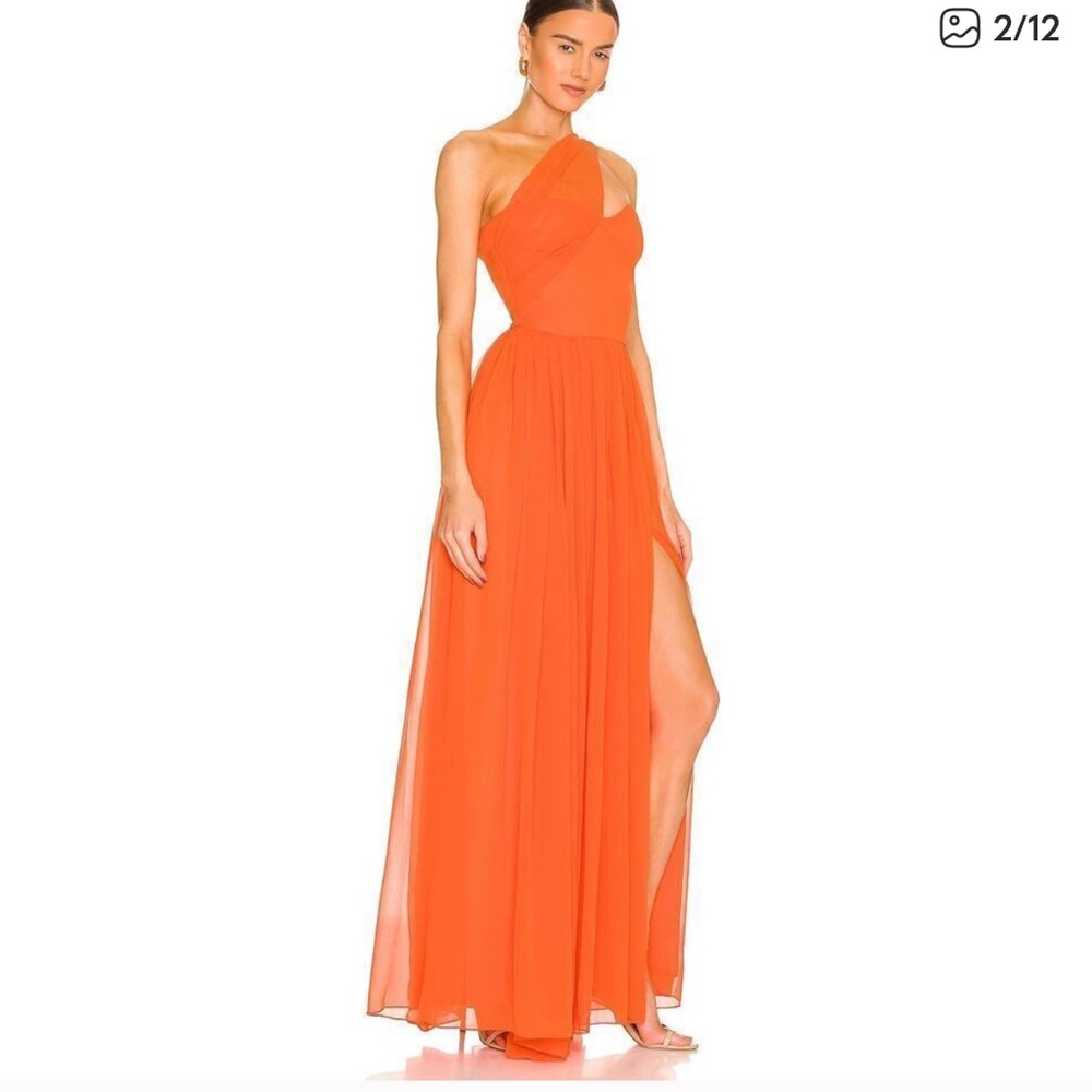 REVOLVE Yaura Imade One-Shoulder Orange Maxi Dress UK10